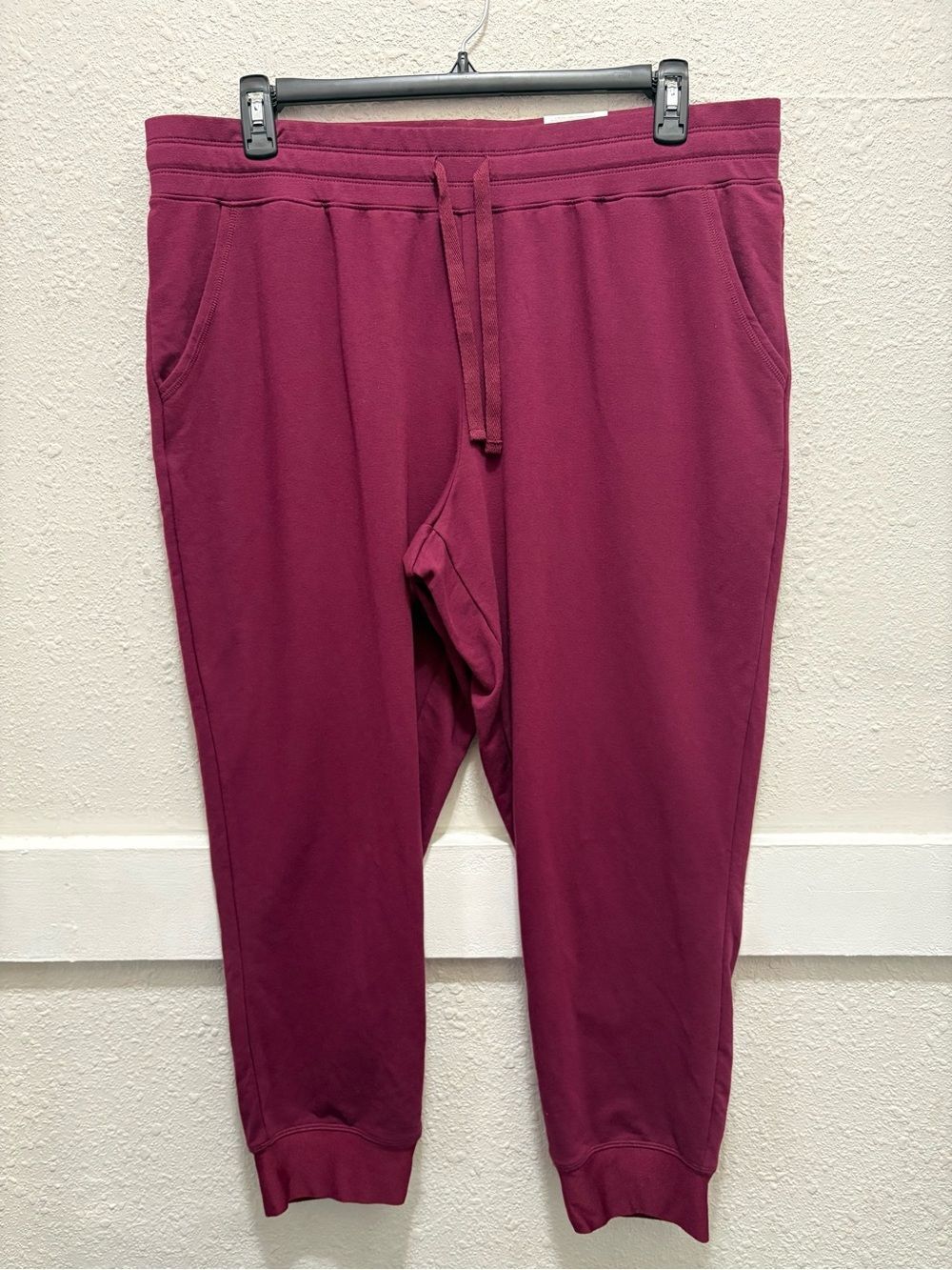 St. John's Bay French Terry Joggers in Deep Ruby NWT XL